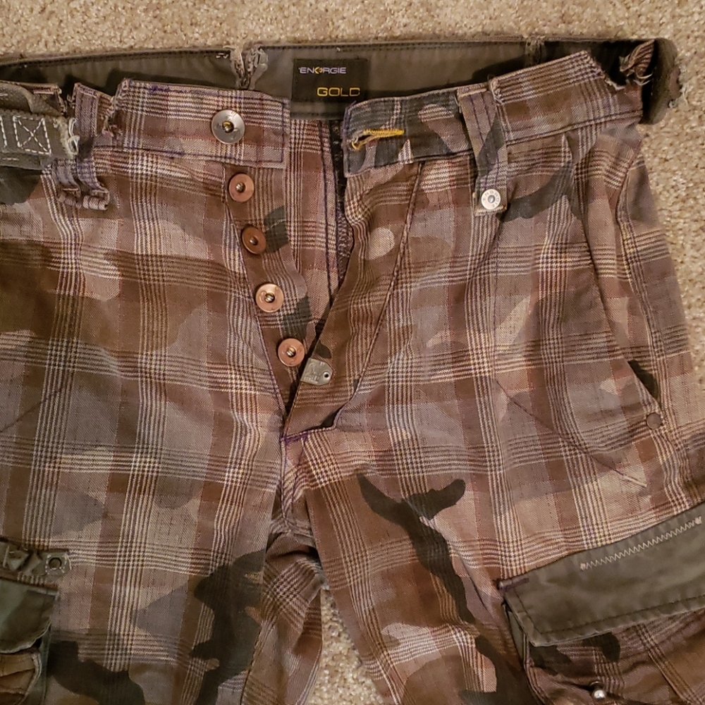 Energie GOLD/PLAID CAMO PANTS! MADE IN 🇮🇹